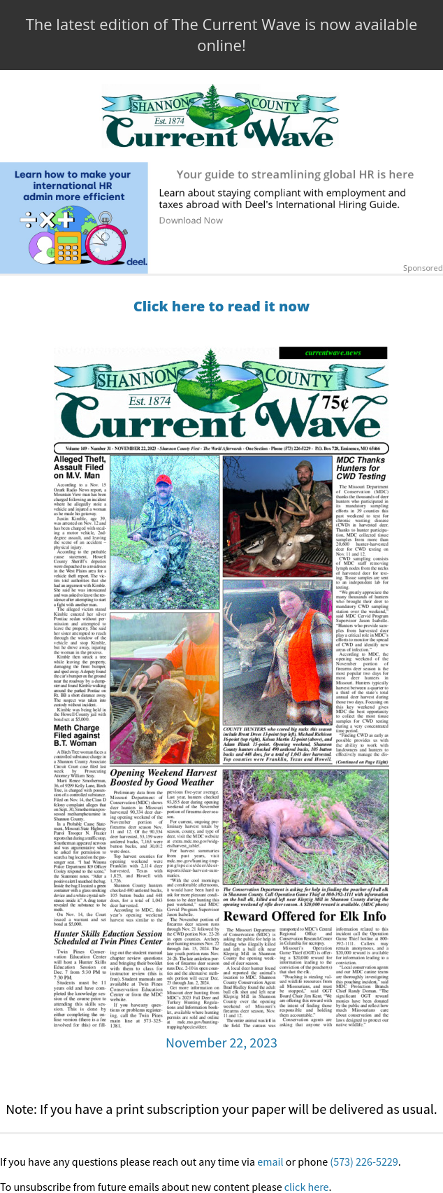 Current Wave Newspaper Sponsored Newsletter Advertising Paved